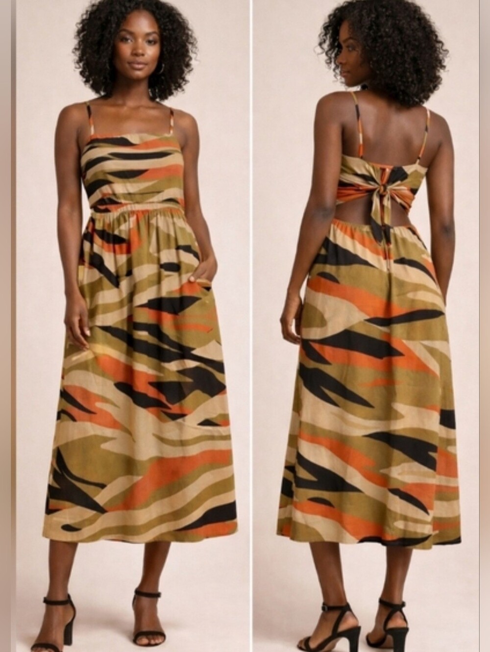 Sam & Jess Boho Abstract Midi Dress M NWT